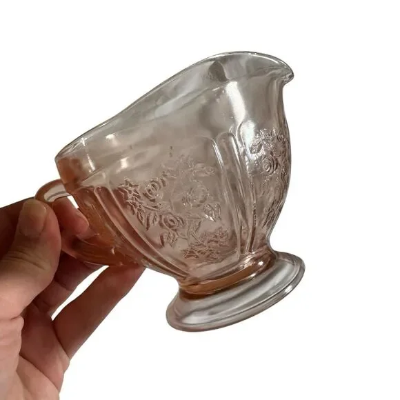 Depression Glass Creamer‎ Sharon Cabbage Rose Pink Vintage 1930s - Picture 2 of 8